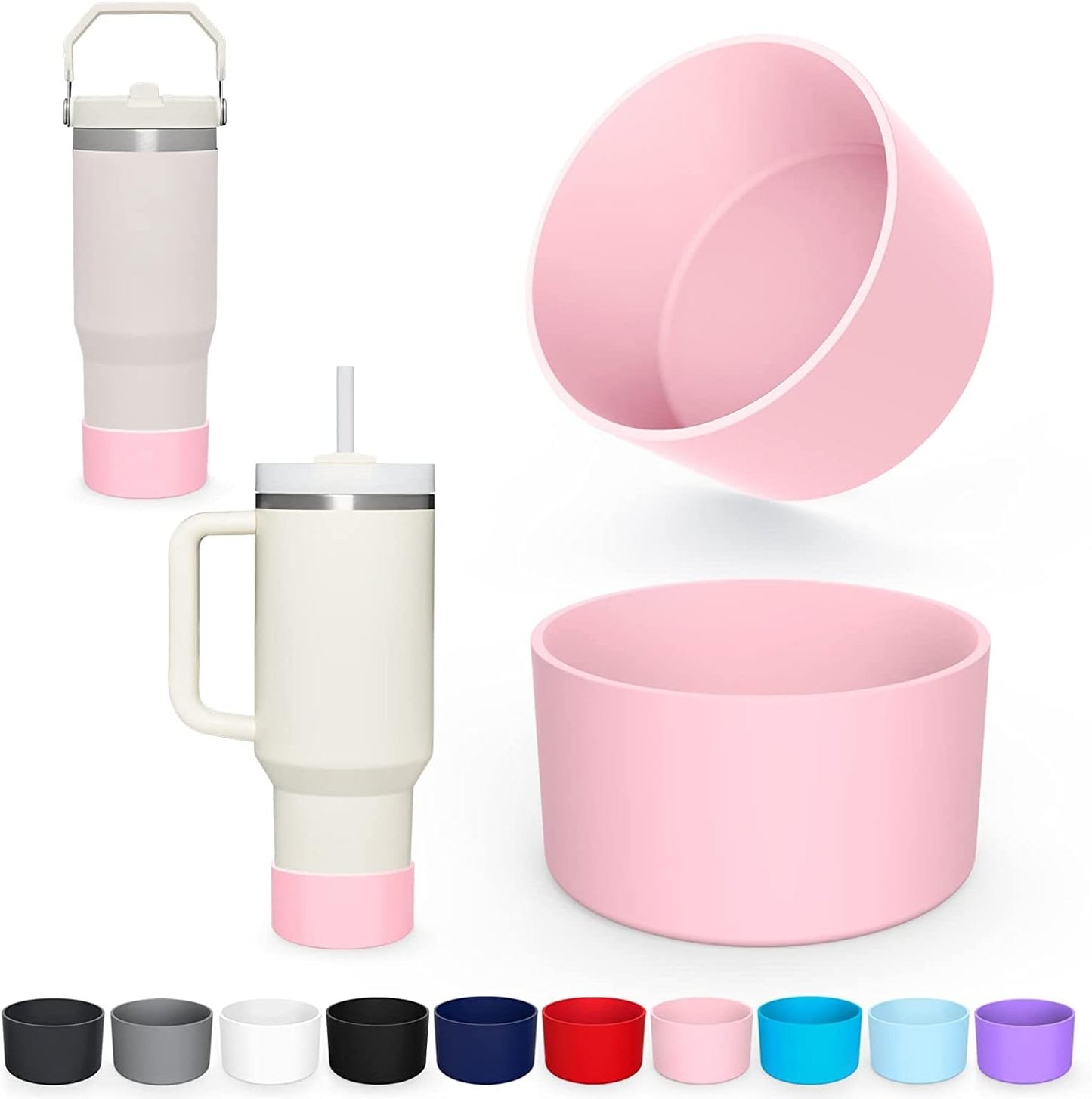 DBIW Boot for Hydro Flask 12-24 OZ Water Bottle/Stanley Tumbler, Bottom Boots for Hydroflask Sports Water Bottles, Silicone Bottom Cover Sleeve (Light Pink-2 Pack, Fits Stanley Cups + Hydro 12-24 oz)