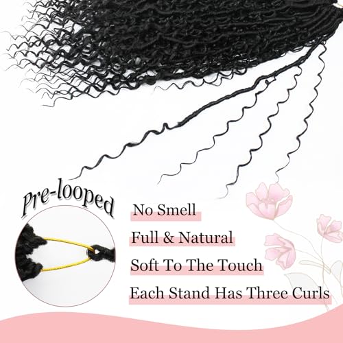 Boho Faux Locs Crochet Hair 9 Packs Long Goddess locs 24 Inch Boho Soft Locs With Curly Ends Pre Looped Bohemian River Loc Crochet Hair For Women (24 inch,1B)