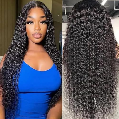 Brazilian Virgin 24 Inch 5x5 HD Lace Closure Deep Wave Wig - Human Hair, Glueless, Pre-Plucked, Deep Curly, 180% Density