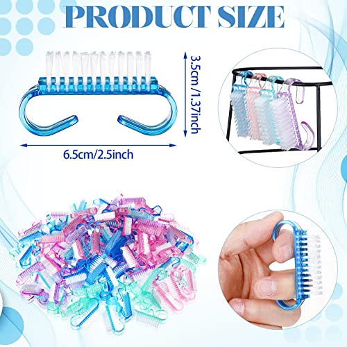 Bokon 400 Pcs Handle Grip Nail Brush Bulk Nail Scrub Brush Nail Brush for Toes and Nails Cleaner, Pedicure Scrubbing tool kit for Men and Women(Multicolor)