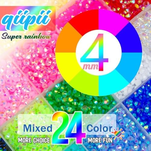 3 Boxes 24 Color 3mm 4mm 5mm Jelly Resin Rhinestones w B7000 Glue for Bedazzling Crafting Flatback Colorful Stones Gems Diamonds Charms for Nails Face Makeup Tumblers Bottles DIY Crafts Clothes