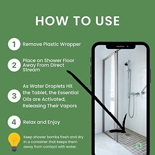 Breathe Easy Aromatherapy Shower Bombs (5PK XTRA STRENGTH) – Menthol, Peppermint, Rosemary Essential Oils – Ease Sinus, Colds, Cough, Congestion – Spa Christmas Gift (Add Shower Bomb Bag)