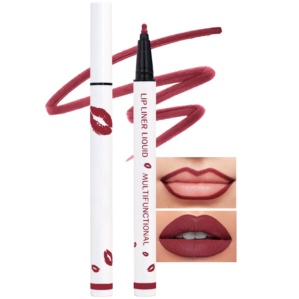 Kaely Cherry Red Matte Lip Tint Stain Marker Pen,2in1 Liquid Lipstick & Lip Liner Pencil,Long Lasting Waterproof 24 Hour Lip gloss for Women,tinta para labios labiales mate 24 horas originales,06