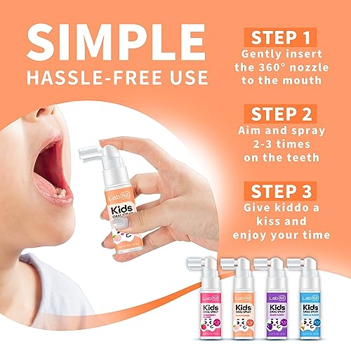 LAB52 Kids Oral Spray, Xylitol Vanilla Flavor Spray for Toddlers & Preschoolers, Fluoride-Free Daily Oral Care