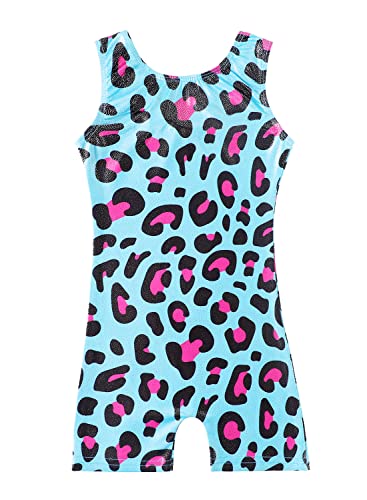 HOZIY Gymnastics Leotards for Toddler Girls 5t Size 5-6x Year Old Biketard Leotard with Shorts Leopard Blue Pink Tumbling Outfits Kids Leo Maillot Gimnasia Nina Shiny Sparkle