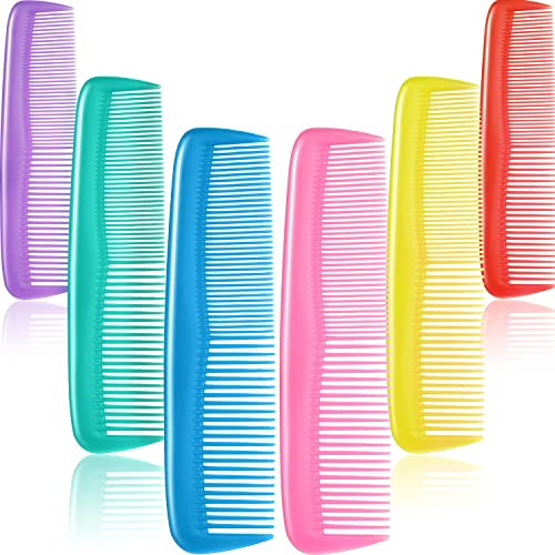 Leinuosen 12 Pieces Hair Combs Set Pocket Plastic Fine Tooth Dressing Comb for Women and Men, Peines Para Cabello(Yellow, Purple, Green, Blue, Red, Pink)