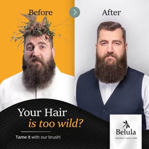 Belula Boar Bristle Hair Brush Set for Men - Soft Mens Hair Brush for Thin, Normal & Short Hair - Includes Wooden Comb, 2 Palm Brushes & Travel Bag - Best Hair Brushes for Men!