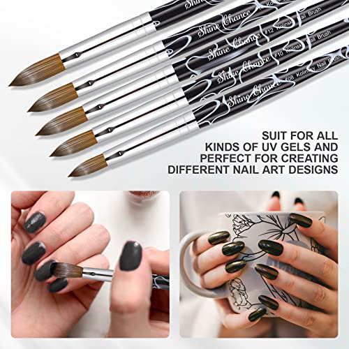 Acrylic Nail Art Brush Size 10, 100% Pure Kolinsky Hair Oval for Application, Professional Extension Manicure Tool Striping Drawing Pen DIY Home Salon, Black, 1.0 Count