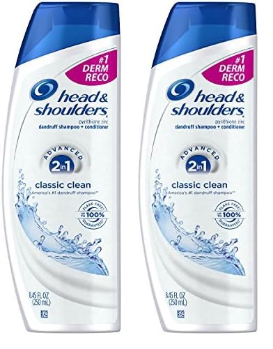 Head and Shoulders Classic Clean 2-in-1 Anti-Dandruff Shampoo + Conditioner 8.45 Fl Oz (Pack of 2)