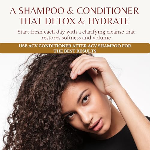 Apple Cider Vinegar Shampoo and Conditioner Set, Deep Cleans, Clarifies, Detoxes Scalp & Hair, Balances pH, Botanical, Sulfate & Paraben Free, 16 fl oz Each