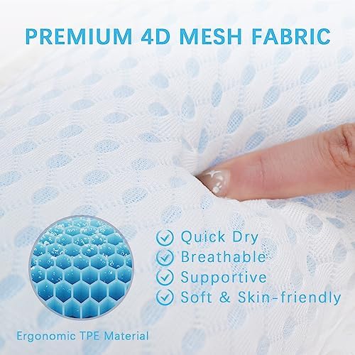 Bath Pillow Bathtub Pillow with 3 Non-Slip Suction Cups,Bath Pillow for Tub-Comfortable Bathtub Pillows for Neck Head and Back Support,Extra Thick and Soft Air Mesh Pillow for Bath,White