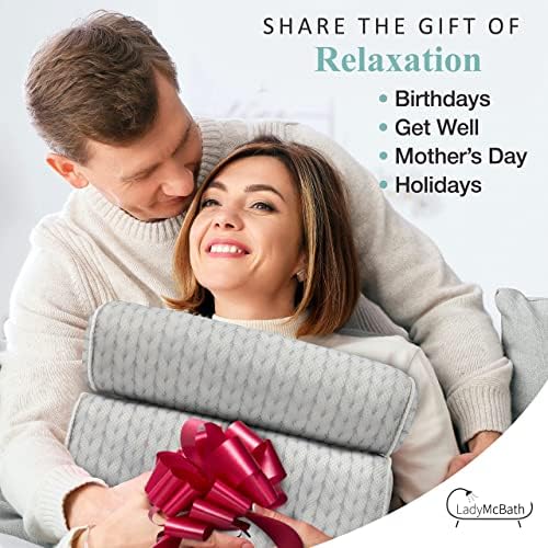 Lady McBath Full Body Bath Pillow - Luxury Bath Cushion for Tub, Neck, Shoulder, and Back Support - 21 Powerful Non-Slip Suction Cups, Machine Washable, Quick-Drying Bath Tub Back Cushion