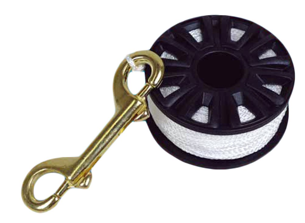 Cave & Wreck Scuba Diving Finger Spool Reel (100') with Double Ended Brass Bolt Snap