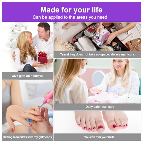 LAVAED Professional Nail Drill Electric Nail File Kit, Nail Filer Electric with 156pcs Sanding Bands and Nail Dril Bits for Acrylic, Gel Nail Manicure and Pedicure, Pink