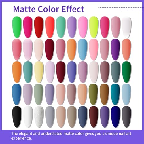 JODSONE 60 Bottles of Gel Nail Polish Kit with U V Light 55 Kinds of Gorgeous and Charming Gel Polish Kit 5 Pieces Soak off Glossy Matte Top Coat Base Coat