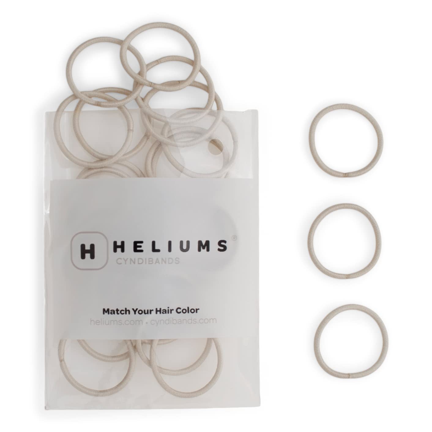 Heliums Small Hair Ties - Ash Blonde - No Damage Mini 1 Inch Reusable 2mm Elastics for Thin Hair and Kids, Neutral Ponytail Holders - 48 Count