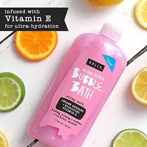 Hallu Bora Bora Bubble Bath Cedar Citrus Scent Hydrating Vitamin E 17 fl oz | 2 Pack