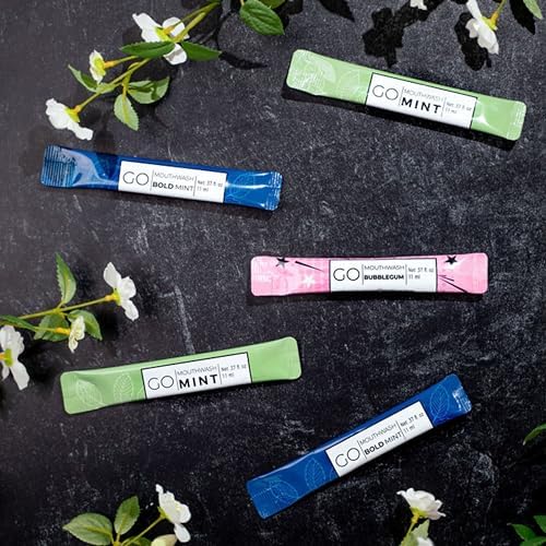 Bold Mint GO Travel Size Mouthwash Packets – Individual Mini Mouthwash for Fresh Breath - Smart Single Packet Design to Reduce Travel Bottle Waste.