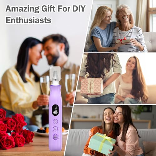 Cordless Electric Nail File Set, 10 Speeds Professional Manicure Pedicure Kit with LED Light, Portable Nail Drill for Natural & Acrylic Nails, Human & Pet Thick Toenails, w 120*Sanding Bands (Purple)