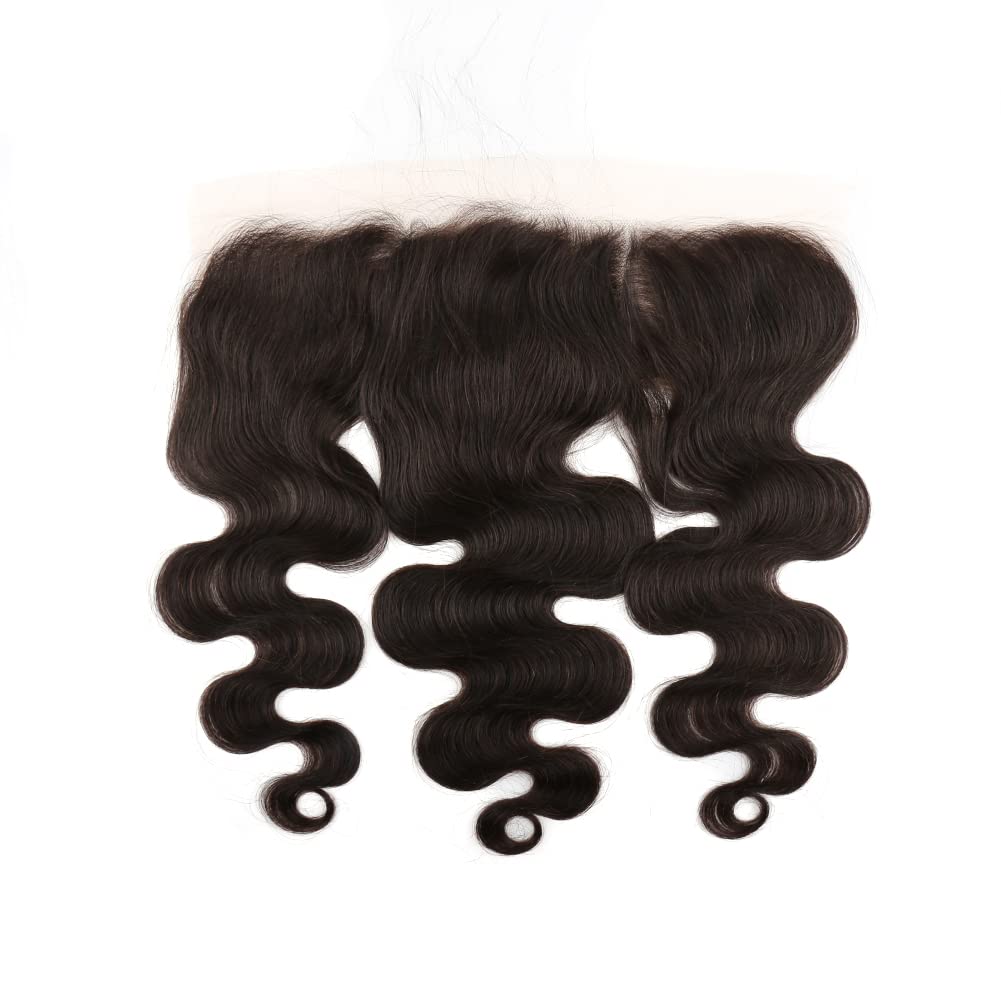 Greatremy 13x4 Body Wave Human Hair Lace Frontal, Free Part Natural Hairline with Baby Hair, 130% Density Full Cuticle Aligned Wavy Hair Fronal (10 inch)