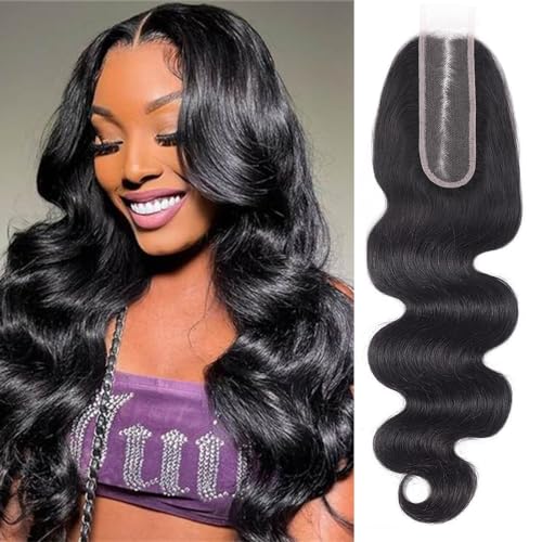Brazilian 2x6 Human Hair Lace Closure HD Transparent 2x6 Body Wave Lace Closure Middle part Human Hair Kim K Closure With Baby Hair (16 inch)