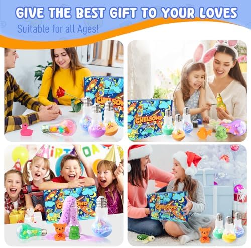 Kids Bath Bombs Potions with Surprise Inside: 6 Pack Organic BathBombs with 12 Mini Toys Easter Gift Set Rich in Natural Essential Oils, Fun Science Toddler Bath Bombs Fizzies for Dry Skin Moisturize