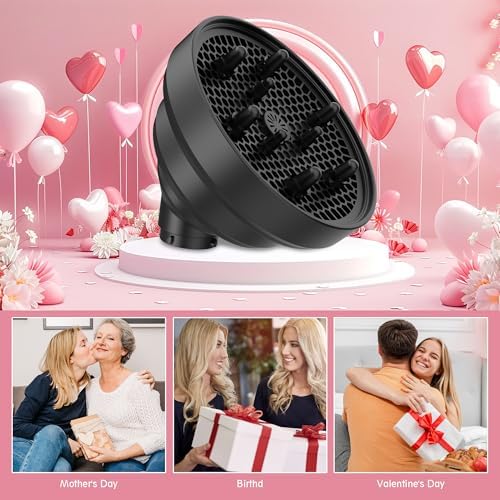KingKam Upgraded Diffuser Attachment for Dyson Airwrap, Collapsible Foldable Hair Diffuser Nozzle for Airwrap, Converts for Dyson Airwrap to Hair Dryer, Travel and Portable - Black