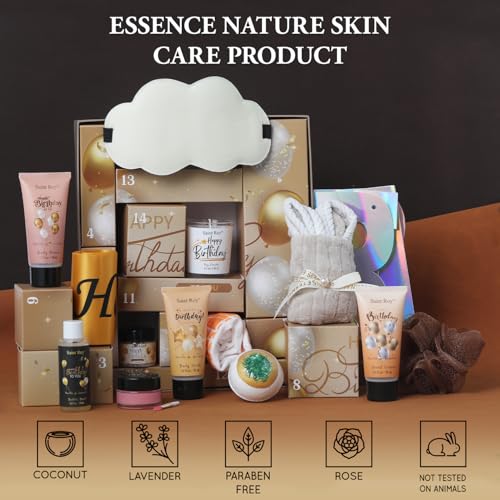 Birthday Gifts for Women & Men,Happy Birthday Surprise Box, 14pcs Luxury Spa Gifts, Gift Box for Mens Unique with Hand Cream, Holiday Advent Calendar, Skin Care Gift Sets for birthday