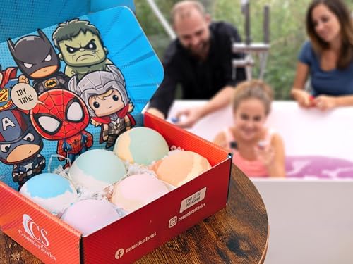 COSMETICS STORIES-Superhero Bath Bombs for Kids with Surprise Inside - Organic, Gentle, and Mess-Free Bath Time Fun for Kids - Vibrant Colors and Amazing Scents - Amazing Gift for Superhero Fans