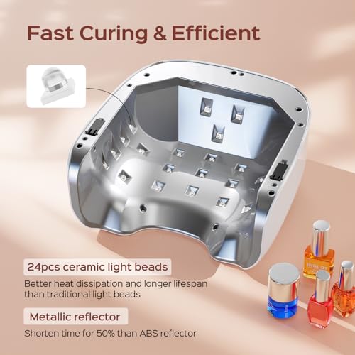 BOLASEN Cordless Rechargeable UV Nail Lamp - UV Light for Gel Nails with Metallic Reflector & Metal Base, 54W Portable Wireless LED Nail Dryer, Professional Fast Charger Curing Lamp for Salon P30 PRO