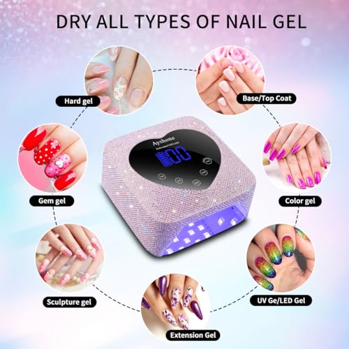 Cordless UV LED Nail Lamp,72W Rechargeable Nail Dryer Gel Polish Light with Large LCD Display,Rechargeable Nail Curing Lamp for Salon & Home (Pearl Pink)