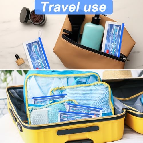 30 Set Toothbrush and Cover Travel Kit Bulk with Toothpaste Individually Wrapped Travel Size Toothbrush Set Soft Bristles Resealable Portable and Reusable Bag for Homeless Hotel Home Charity