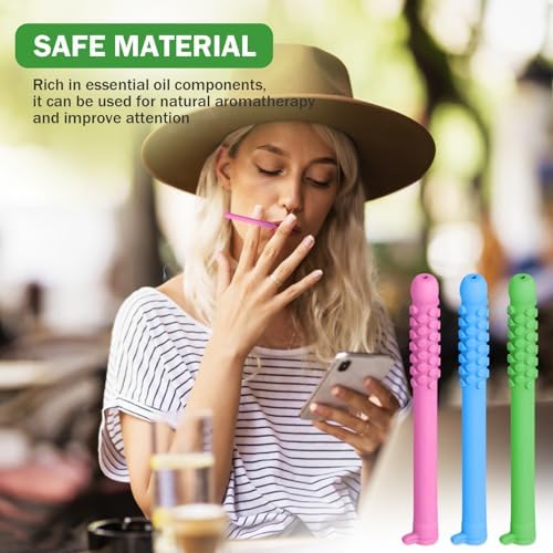 Chewable Breather Quit, Chewable Essential Oil Breath Stick, Breather Stick with Essential Oil for Aromatherapy on The Go Natural Focus (MIX-3PCS)