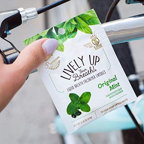 Chewable Liquid Filled Mint Capsule Breath Fresheners, 120 ct. Fights Bad Breath, Vegetarian Formula (comes in 12 individual packets)