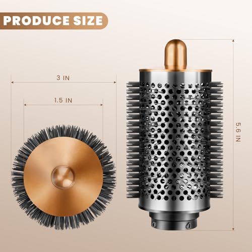 Large Volumizing Round Brush for Dyson Airwrap Styler Attachment,Upgraded Larger Round Brush Tool and Hair Style Replacement for Airwrap Accessories (Nickel/Copper)