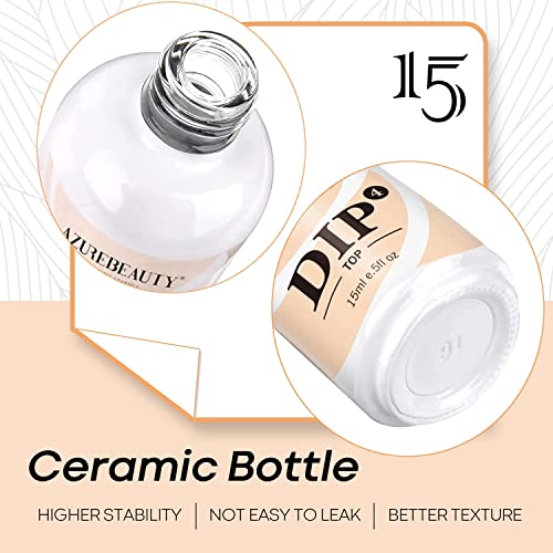 AZUREBEAUTY 4+4pc Dip Powder Liquid Set, 15ml/0.5oz, with Base/Top Coat, Activator, Brush Saver, Nail File– Fast Drying Formula, No UV Light Needed 