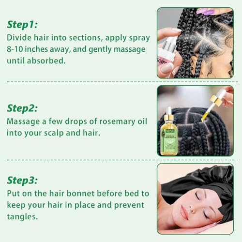 Braid Spray Rose Mint for Dreads Dreadlocks - Braids Locks Sprays Rose Water Braiding Spray for Locs Dull Shine & Lightweight - Loc Moisturizer for Box Braids Rosemary Oil for Hair Growth Hair Bonnet