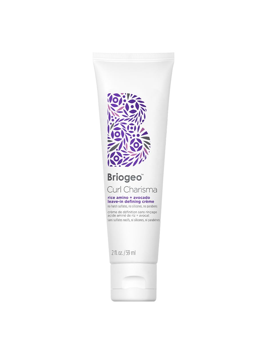 Briogeo Curl Charisma Rice Amino + Avocado Leave-In Defining Crème, Anti Frizz Hair Styling Moisturizer, Leave In Cream for Wavy, Curly, Coily Hair, Boosts Hydration, Vegan, Cruelty-Free, 2 fl oz