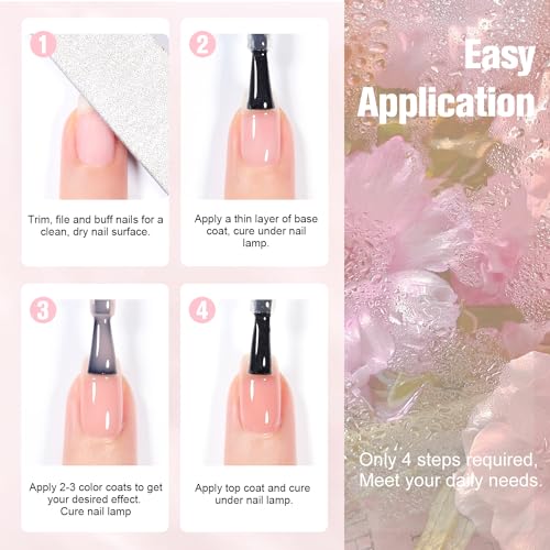 Jelly Nude Gel Nail Polish Set, 10Pcs Sheer Milky White Pink Transparent Gel Polish Kit UV LED Nail Gel Polish Colors Varnish Nail Art DIY Salon 7ML