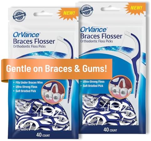 Braces Flosser - Designed for Braces for an Easy & Effective Clean, Ultra Strong Floss - 40 Count (Pack of 2)