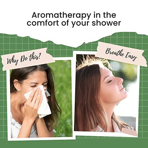 Breathe Easy Aromatherapy Shower Bombs (5PK XTRA STRENGTH) – Menthol, Peppermint, Rosemary Essential Oils – Ease Sinus, Colds, Cough, Congestion – Spa Christmas Gift (Add Shower Bomb Bag)