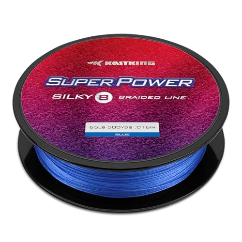 KastKing Superpower Silky8 Braided Fishing Line, Blue, 8 Strand, 8LB, 150Yds