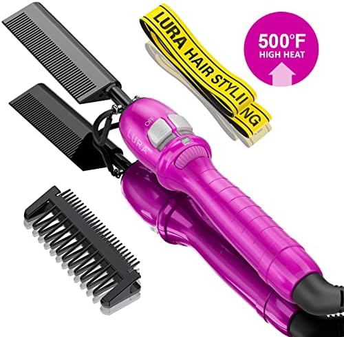 200-500°F Pink Hot Comb:Electric Hot Comb for Lace Front Wigs,Electric Pressing Combs for Black Hair,Electric Straightening Comb for African American Hair,