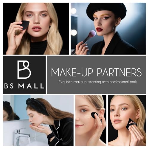 BS-MALL Makeup Brush Set with Waterproof Travel Bag & Makeup sponges -26 Pcs Set Triangle Puff & Face Washing Puffs,Face Wash Headband Wristband for Travel Go Camping Gift & Makeup Beginners