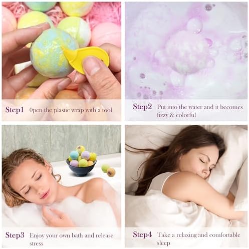 Bath Bombs for Women Gift Set - 30 Natural and Organic Bath Bombs with Essential Oils & Moisturizing Shea Butter, Spa Birthday Gift, Mother's Day, Selfcare Gifts for Her, Women, Bridesmaid Gift