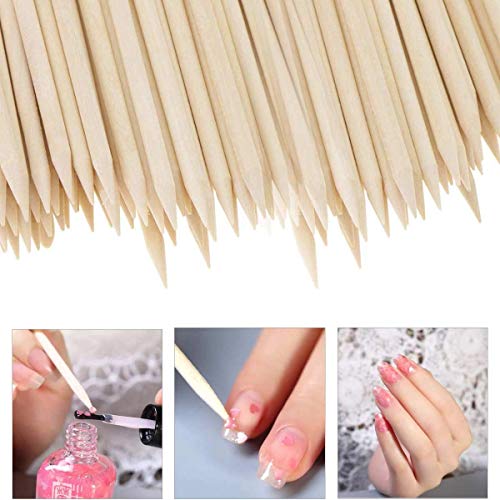 BTYMS 600 Pcs Orange Wood Stick Cuticle Pusher 4.5 Inch Double Sided Wooden Cuticle Remover Orange Sticks for Nails