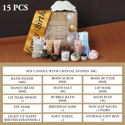 Birthday Gifts for Women & Men,Happy Birthday Surprise Box, 14pcs Luxury Spa Gifts, Gift Box for Mens Unique with Hand Cream, Holiday Advent Calendar, Skin Care Gift Sets for birthday
