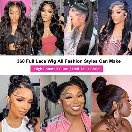 catti Body Wave 360 Lace Front Wigs Human Hair 360 Full Lace Frontal Wigs Human Hair Pre Plucked with Baby Hair Brazilian Virgin Hair Body Wave 360 HD Lace Front Wigs Human Hair (20 Inch)