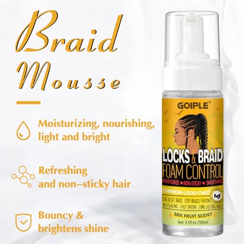 Braid Rinse-Free No Water Shampoo for Locs, Twists, Weaves - Dreadlock Shampoo to Remove BuildUp, Odor, Itch & Flakes, No Residue, Chemical-Free