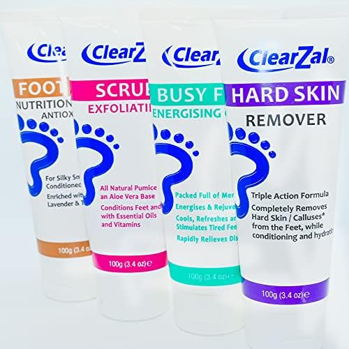 ClearZal Foot Cream For Hard Skin, Helps Calluses and Corn Removal While Leaving Soft Smooth Skin, Hydrating and Conditioning Triple Action Formula With Aloe Vera, 3.4 Ounce Tube